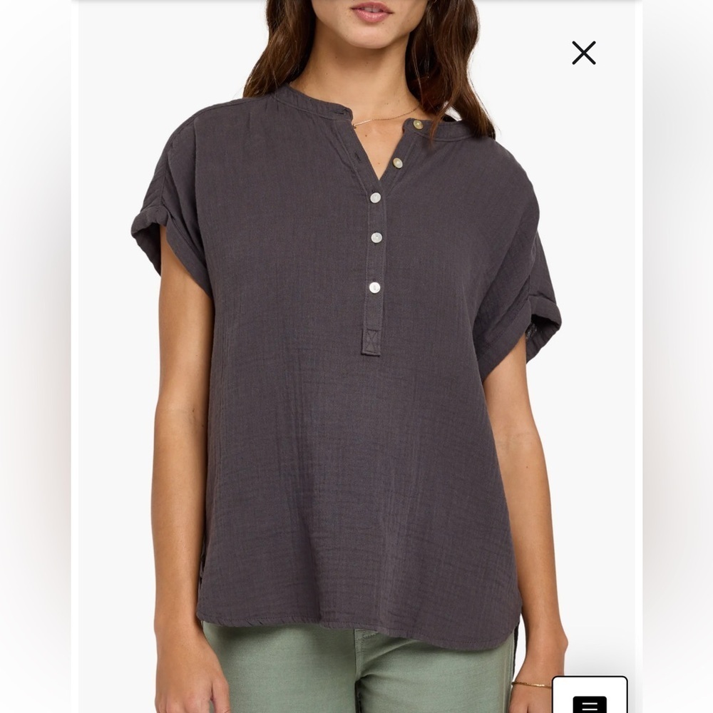FAHERTY Dream Desmond Organic Cotton Short Sleeve Top Size XS